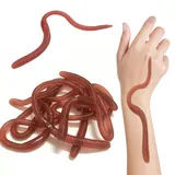 SYEYCW 12 Stück Künstlicher Regenwurm, 18cm Künstliche Regenwürmer, Elastisch Gummi Lebensechter Gefälschter Wurm, Weiche Kunststoff Würmer, für Halloween, Aprilscherz, Unfug Partydekoration
