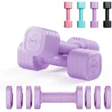 Dripex Hanteln Set Verstellbare Hanteln 1 Paar 5kg x2 oder 2,5kg x2, Schnell justierbare 6 Hantelplatten mit einem Gewicht von 0,5 kg oder 0.25 kg (Violett 2.5 kg x2)