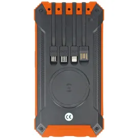 AccuCell 20000mAh Powerbank mit 4 Ladekabel, QI-Ladefunktion, Solar Panel, mit LED Licht