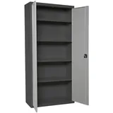 Proregal Stahlschrank Metall 100x180x40 cm Grau 4 Fachböden