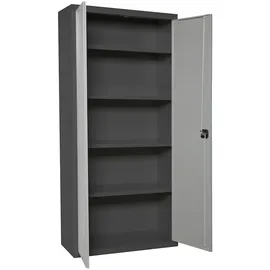 Proregal Stahlschrank Metall 100x180x40 cm Grau 4 Fachböden