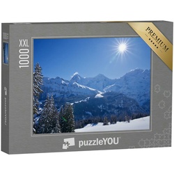puzzleYOU Puzzle Puzzle 1000 Teile XXL „Winterlandschaft, Mürren, Schweiz“, 1000 Puzzleteile, puzzleYOU-Kollektionen Eiger, Mönch und Jungfrau