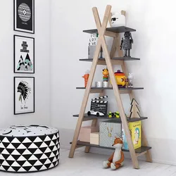 Kinderzimmer Regal in Grau Piniefarben