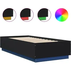 vidaXL Bettgestell mit LED Schwarz 100x200 cm Holzwerkstoff