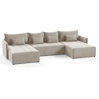 Sofnet Wohnlandschaft Beige, Textil, 7-Sitzer, U-Form,Rechteckig, 365x80x180 cm, Wohnzimmer, Sofas & Couches, Wohnlandschaften, Wohnlandschaften in U-Form