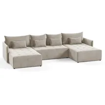 Sofnet Wohnlandschaft Beige, Textil, 7-Sitzer, U-Form,Rechteckig, 365x80x180 cm, Wohnzimmer, Sofas & Couches, Wohnlandschaften, Wohnlandschaften in U-Form