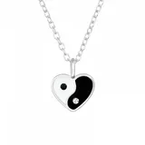 ALEXANDER YORK Kette mit Anhänger YIN YANG Herz, 2-tlg., 925 Sterling Silber silberfarben