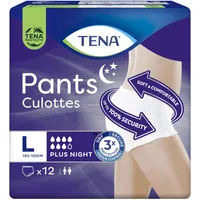 Tena Pants Plus Night, Größe L (L), Monatliches Verkaufspaket, saugfähig, elastisch und einweglich, für Urinausluste, Unisex, diskret und bequem, 4 Packungen x 12 Stück