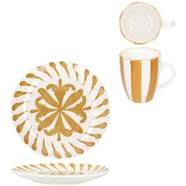 Mambocat Frühstücksset Wald 12-tlg. ocker gestreift