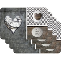 Venilia Tischset Love in Wood Muster, Platzset für Esszimmer, Esstischmatten, Telleruntersetzer, Platzdeckchen, lebensmittelecht, 45 x 30 cm, 4 Stück, 59082