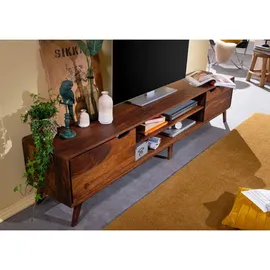 Massivmoebel24 Malmö 2 TV-Lowboard 220x40x48 cm Walnuss Lackiert Holz