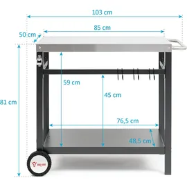 BBQ-Toro Beistelltisch 85 x 50 x 81 cm Stahl schwarz