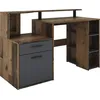 Schreibtisch BYLIVING Louise, braun (old style, old style, old style), B:140cm H:89cm T:55cm, Tische, Breite 140 cm, Regal-Schreibtisch mit viel Stauraum