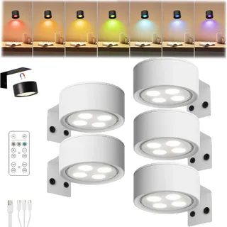 HItianya Magnetisches Mallicht, Bilderleuchte Kabellos, Magnetische Bilderleuchte mit Fernbedienung, Lichter für Bilderrahmen mit 13 Beleuchtungsmodi, Kein Bohren Erforderlich (Weiß, 5Stück)