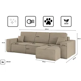 kaiser möbel Ecksofa Cord 4-Sitzer Dunkelgrau