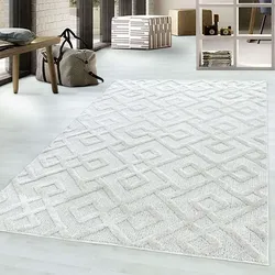 TaraCarpet Designerteppich Tokio hoch-tief Struktur Knoten weiß 200x290 cm