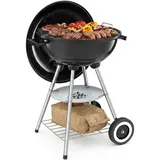 tectake® Kugelgrill, Ø 41,5 cm, mit 2 Rädern und Rost, regulierbare Luftzufuhr, abnehmbare Ascheschale, runder Grill mit großer Gitterablage, Rundgrill, Grillkugel, Barbecue Holzkohlegrill