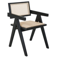 SIT Möbel SIT Armlehnstuhl, gepolsteter Sitz Rücken und Sitz mit Rattan, schwarz