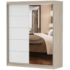 fabryka mebli idźczak Schwebetürenschrank Bono 160 x 195 x 61 cm Weiß/Sonoma