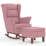 vidaXL Schaukelsessel und Hocker mit Holzbeinen Rosa Samt