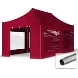 TOOLPORT Faltpavillon Pavillon 3x6m - mit 4 Seitenteilen (Panoramafenster) Premium Dach Partyzelt rot