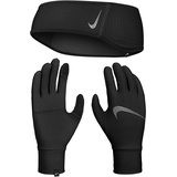 Nike Essential Stirnband Set, 082 Black/Black/Silver, XS/S