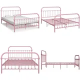 Bettgestell Rosa Metall 140×200 cm - Metallbett - Rosa Bettgestell - Doppelbett Rahmen - Betten Für Schlafzimmer - Lattenrost Bett - Home & Living