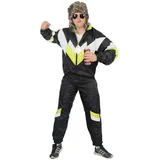 Foxxeo 80er Jahre Trainingsanzug Premium Kostüm für Herren - schwarz weiss gelb, Größe:XL