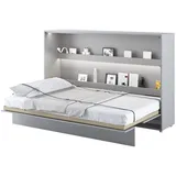 Meblini Schrankbett, Grau, Holzwerkstoff, H2 + H3, 7-Zonen, Höhe ca. 17 cm, Rechteckig, 200x120 cm, Schlafzimmer, Betten, Klappbetten