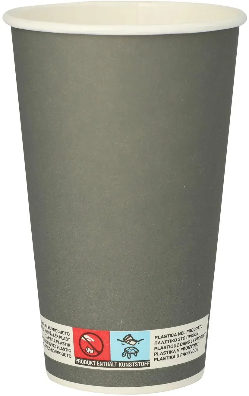 BIO Trinkbecher für Bier Bierbecher aus Pappe 0,4l - 400ml grau, 20 Stk.