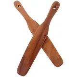 Amosfun 2 Stück Holzspatel für Küche zum Streichen von Saucen und Butter Großer Langer Griff Breite Schaufelfläche Einfach zu Handhaben für Kochen und Backen