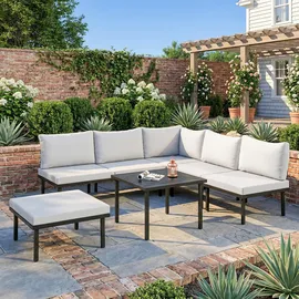 Outsunny Lounge Gartenmöbel Set 6-tlg. Hellgrau/Schwarz