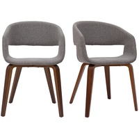Miliboo Design-Stühle aus hellgrauem Stoff mit dunklen Holzbeinen (2er-Set) SLAM
