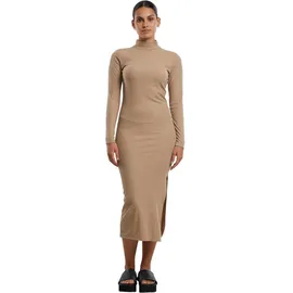 URBAN CLASSICS Ladies Rib Longlseeve Mockneck Dress beigemelange, L - L