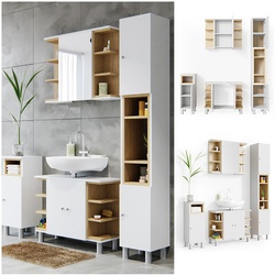 Vicco Badmöbel Set Aquis Bad Spiegel Waschtischunterschrank Badschrank  Weiß