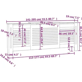 vidaXL MDF Heizkörperverkleidung Weiß 205 cm