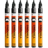 Molotow Permanentmarker One4All 127 HS nachfüllbar 2mm metallic schwarz Packung mit 6 Stück