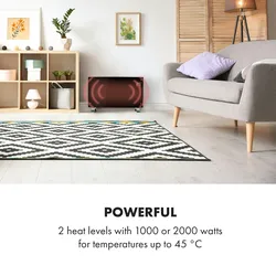 Klarstein Bornholm Curved Smart Konvektionsheizgerät 2000 W App-Steuerung Timer Schwarz