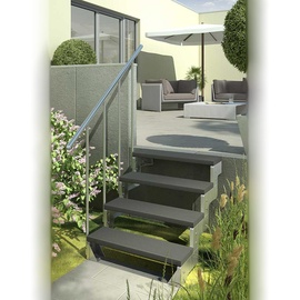 DOLLE Außentreppe Gardentop mit Geländer verzinkt Breite 80 cm - grau