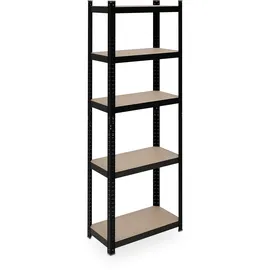 Relaxdays Schwerlastregal Stahl 180x60x30 cm schwarz 5 Ebenen