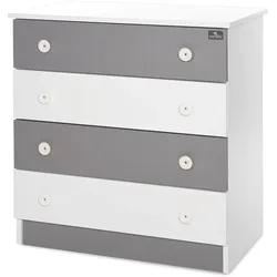 Lorelli Kommode Dresser 81 x 50 x 86 cm, 4 große Schubladen, schnelle Montage weiß dunkelgrau