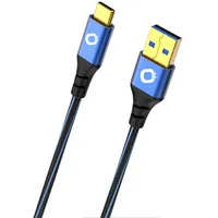 Oehlbach USB 3.2 Gen1 USB-A Stecker, USB-C® Stecker 3.00 m Blau vergoldete Steckkontakte 9328
