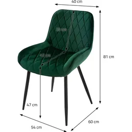 ML-Design Esszimmerstuhl Dunkelgrün Samt 2er Set