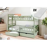Kids Collective Hochbett 90x200 cm Etagenbett mit zwei Schubladen,