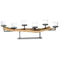 Robuster Eisenleuchter Tizio mit Holz