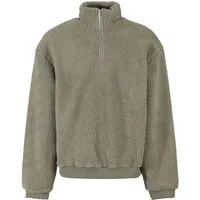 URBAN CLASSICS Oversized Teddy Halbzippullover Pale Green L