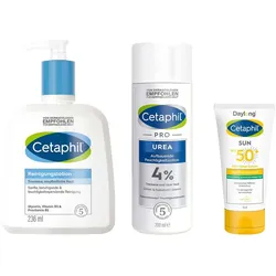 Cetaphil Pflegeset mit Urea: Reinigung, Pflege & UV-Schutz