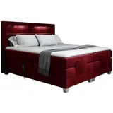 Fun Möbel Boxspringbett Rot, Textil, 200x200 cm, Schlafzimmer, Betten, Boxspringbetten