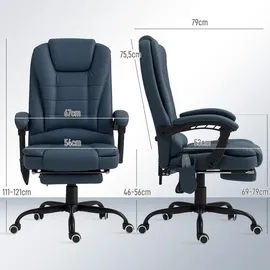 Vinsetto Chefsessel Kunstleder Blau