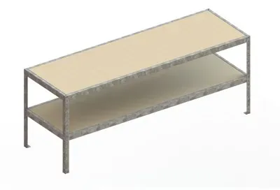Packtisch 970x2500x800mm, Arbeitspl. u. Böden Spanplatte